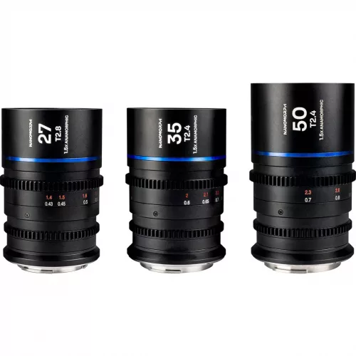 Laowa Nanomorph S35 Prime 3 db-os anamorfikus cine/filmes objektív szett (27mm, 35mm, 50mm, ezüst becsillanás) - ARRI PL + Canon EF