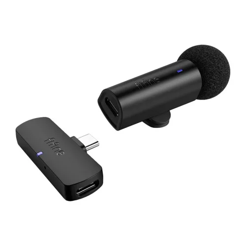 Fifine M6 USB-C vezeték nélküli csíptetős mikrofon - fekete