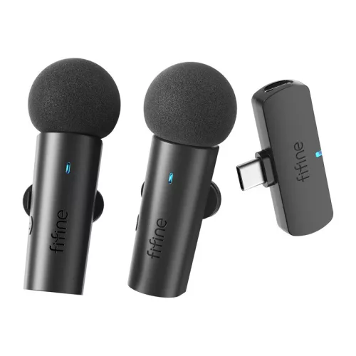 Fifine M8 USB-C vezeték nélküli csíptetős mikrofon szett (2db) - fekete