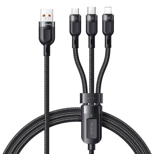 Mcdodo CA-0930 3in1 USB USB-C / Lightning / Micro USB kábel, 6A, 1,2m (fekete)