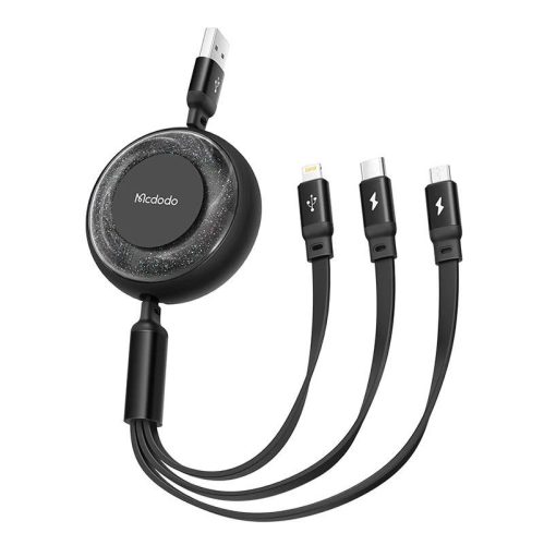 Mcdodo CA-3570 3in1 USB USB-C / Lightning / Micro USB kábel, 1,2m (fekete)