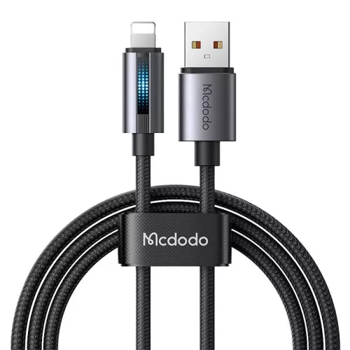 Mcdodo USB-A - Lightning Kábel villogó fénnyel, 1.2m (Fekete) (CA-5660)