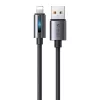 Mcdodo USB-A - Lightning Kábel villogó fénnyel, 1.2m (Fekete) (CA-5660)
