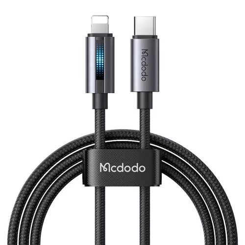 Mcdodo USB-C – Lightning 36W villogó fényű Kábel, 1.2m (Fekete) (CA-5710)