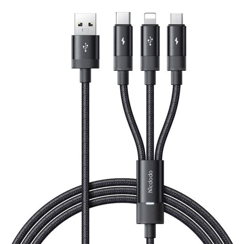 Mcdodo CA-5790 3in1 USB USB-C / Lightning / Micro USB kábel, 3.5A, 1,2m (fekete)