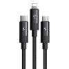 Mcdodo CA-5790 3in1 USB USB-C / Lightning / Micro USB kábel, 3.5A, 1,2m (fekete)