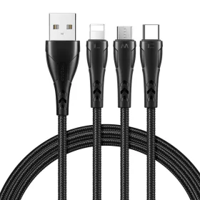   Mcdodo CA-6960 3in1 USB USB-C / Lightning / Micro USB kábel, 1,2m (fekete)