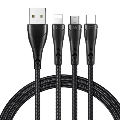 Mcdodo CA-6960 3in1 USB USB-C / Lightning / Micro USB kábel, 1,2m (fekete)