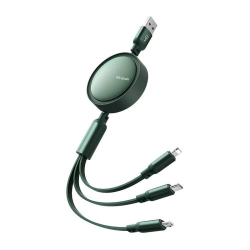 Mcdodo CA-7257 3in1 USB USB-C / Lightning / Micro USB kábel, 3.5A, 1,2m (zöld)