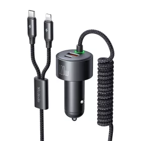   Mcdodo 120W Autós Töltő USB-C És Lightning Csatlakozó , behúzható Kábel (CC-0370)