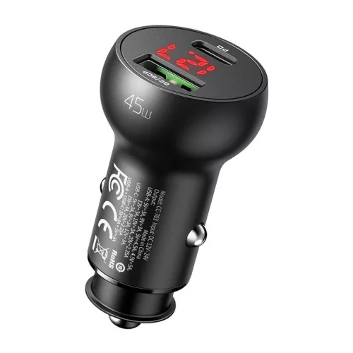 Mcdodo 45W Autós Töltő USB És /USB-C Csatlakozó , Kijelzővel (CC-7030)