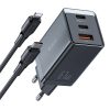 Mcdodo CH-1544 GaN fali töltő, 2× USB-C + 1× USB-A, 67W + USB-C–USB-C kábel (fekete)