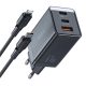Mcdodo CH-1544 GaN fali töltő, 2× USB-C + 1× USB-A, 67W + USB-C–USB-C kábel (fekete)