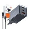 Mcdodo CH-1544 GaN fali töltő, 2× USB-C + 1× USB-A, 67W + USB-C–USB-C kábel (fekete)