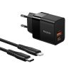 Mcdodo CH-1952 USB + USB-C fali töltő, 20W + USB-C–Lightning kábel (fekete)