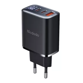   Mcdodo CH-2180 2×USB-C + USB-A hálózati töltő kijelzővel, 30W (fekete)