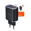 Mcdodo CH-2180 2×USB-C + USB-A hálózati töltő kijelzővel, 30W (fekete)