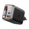 Mcdodo CH-4100 67W GaN 2 az 1-ben USB-C + USB-A hálózati töltő, 65cm-es USB-C kábellel (fekete)