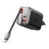 Mcdodo CH-4100 67W GaN 2 az 1-ben USB-C + USB-A hálózati töltő, 65cm-es USB-C kábellel (fekete)