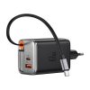 Mcdodo CH-4100 67W GaN 2 az 1-ben USB-C + USB-A hálózati töltő, 65cm-es USB-C kábellel (fekete)