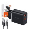 Mcdodo CH-5071 hálózati töltő, 2× USB-A, 12W + USB-A – Lightning kábel (fekete)
