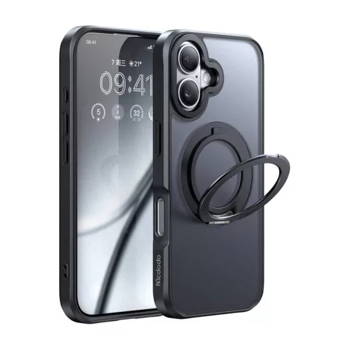 Mcdodo iPhone 16 Plus MagSafe Tok + Állvány, (Fekete) (PC-4931)
