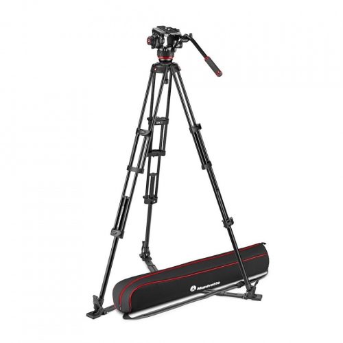 Manfrotto 504x fluid videó fej alu ikerlábas állvánnyal földterpesszel