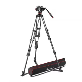   Manfrotto 504x fluid videó fej karbon ikerlábas állvánnyal, földterpesszel