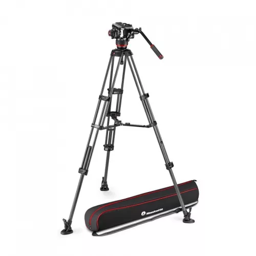 Manfrotto 504x fluid videó fej karbon ikerlábas állvánnyal, középterpesszel