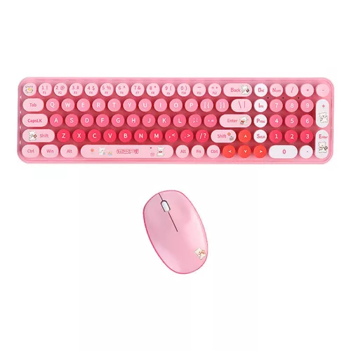 MOFII Baby Bear Vezeték Nélküli Billentyűzet És Egér Szett (Rózsaszín) (SMK-682M8AG Pink)