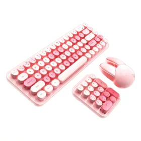   MOFII Vezeték Nélküli Billentyűzet numerikus paddal És Egérrel 3in1 (iBean-MAX-Pink)