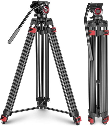 NEEWER DV-77 Aluminium Video-Tripod (200cm Állvány) + Video-Fluid Fej