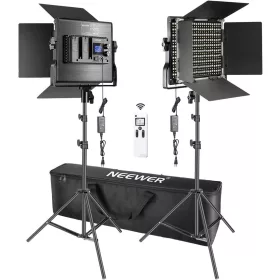   NEEWER 2x NL-660 2.4Ghz LED Videó-Lámpa Set (3200-5600K 40W 23.000Lux) - 2db Kit Állvánnyal + Távkapcsoló