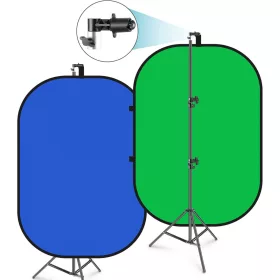   NEEWER Összehajtható Két Oldalas Háttér - Zöld/Kék - (1,5x2m) Állvánnyal - 2.6m