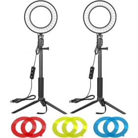   NEEWER 2x 15cm LED Körfény Kit - RGB 5600K Körlámpa Ringlight 112cm Állvánnyal (2db)