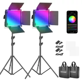   NEEWER 2x 660-RGB-LED Videó-Lámpa Set (3200-5600K 50W 14.000Lux) - 2db Kit Állvánnyal