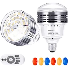   NEEWER 2db RGB 35W 5600K E27 LED Fotós-Izzó (Színes Stúdió-égő) +2,4Ghz Távirányító