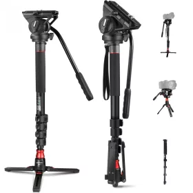   NEEWER GM76 Alumínium Video-Monopod (179cm Állvány) + Video-Fluid Fej