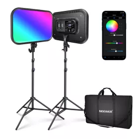   NEEWER 2x RGB168 LED Videó-Lámpa Set (2500-8500K 60W 10.000Lux Színes LED) - 2db Kit Állvánnyal