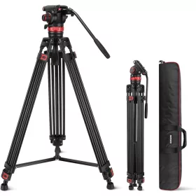   NEEWER TP75 Aluminium Video-Tripod (187cm Állvány) + Video-Fluid Fej