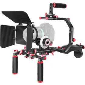   NEEWER Kamera Tartó Rig-Cage Kit Rendszer - Professzionalis Film és Videó Rendszer / Stady Cam Készlet (Piros)