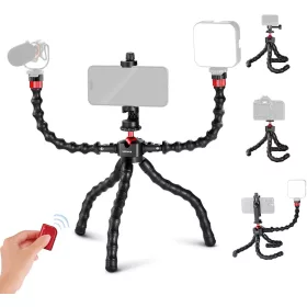   NEEWER T91 Okostelefon Video Vlog Kit Flexibilis Két-karú Mobil Állvány