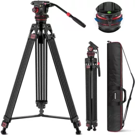   NEEWER Pro Carbon Fiber Fluid Head Kamera Állvány / Videó Tripod (198cm)