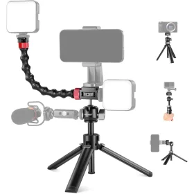   NEEWER Alumínium-Mini Asztali Állvány Kit -LED-Lámpa & Mikrofon-tartó Karral (20cm)