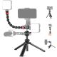NEEWER Alumínium-Mini Asztali Állvány Kit -LED-Lámpa & Mikrofon-tartó Karral (20cm)
