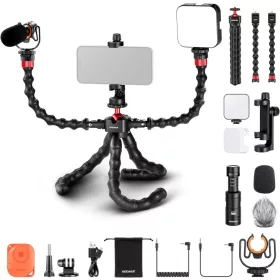   NEEWER Okostelefon Vlog Kit -T19 Flexibilis Állvány, CM14 PRO Mikrofon, PL81 LED Lámpa Szet
