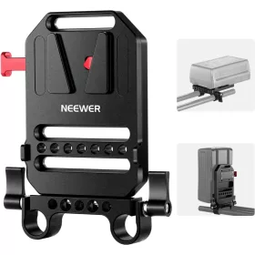   NEEWER V-Mount Kamera-Rig Rögzítő -V-Lock Dual 15mm Rúd & 1/4"-es Akkumulátortartó Rögzítő Rig-Cage-hez (ST43)