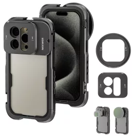   NEEWER iPhone 15 Pro Fotós Rig-Cage 67mm & 17mm Objektív-Szűrő Adapterrel - Lens Filter-tartóval