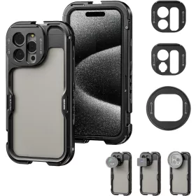   NEEWER iPhone 15 Pro Max Fotós Rig-Cage-Kit 67mm & 17mm Objektív-Szűrő Adapterrel Oldal-Markolat Bluetooth - Lens Filter-tartóval