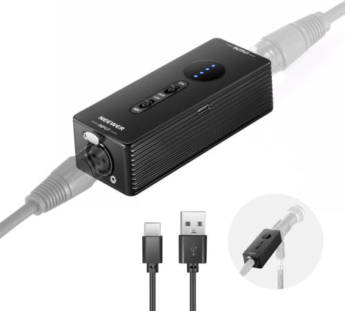 NEEWER Phantom Power 48V/12V XLR Átalakító és Jelerősítő Adapter Mikrofonhoz